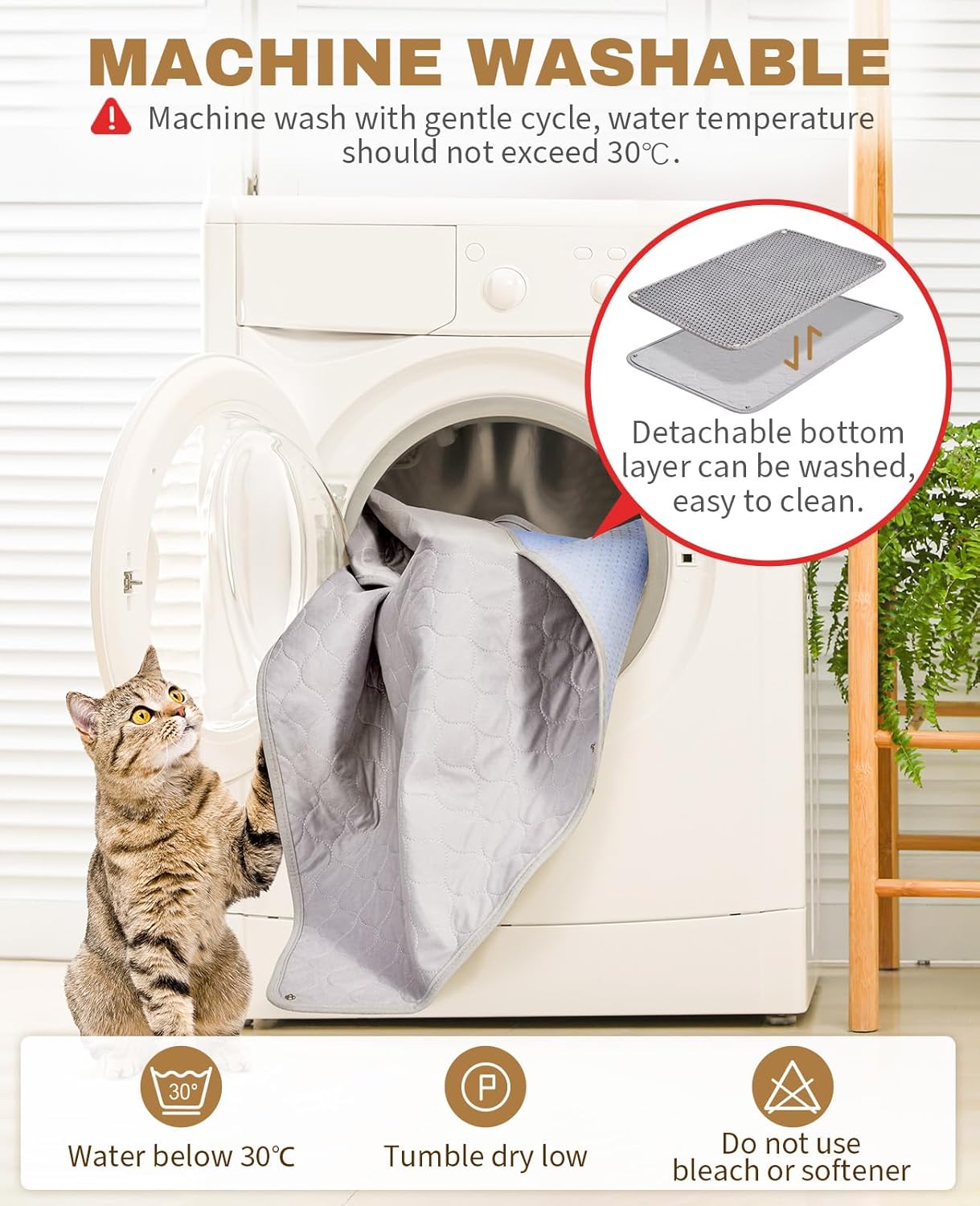 Cat Litter Mat - Extra Large XL 45"X 27" Cat Litter Trapping Mat, Machine Washable Double Layer Design, Urine & Waterproof for Kitty- Easy Clean for Floor