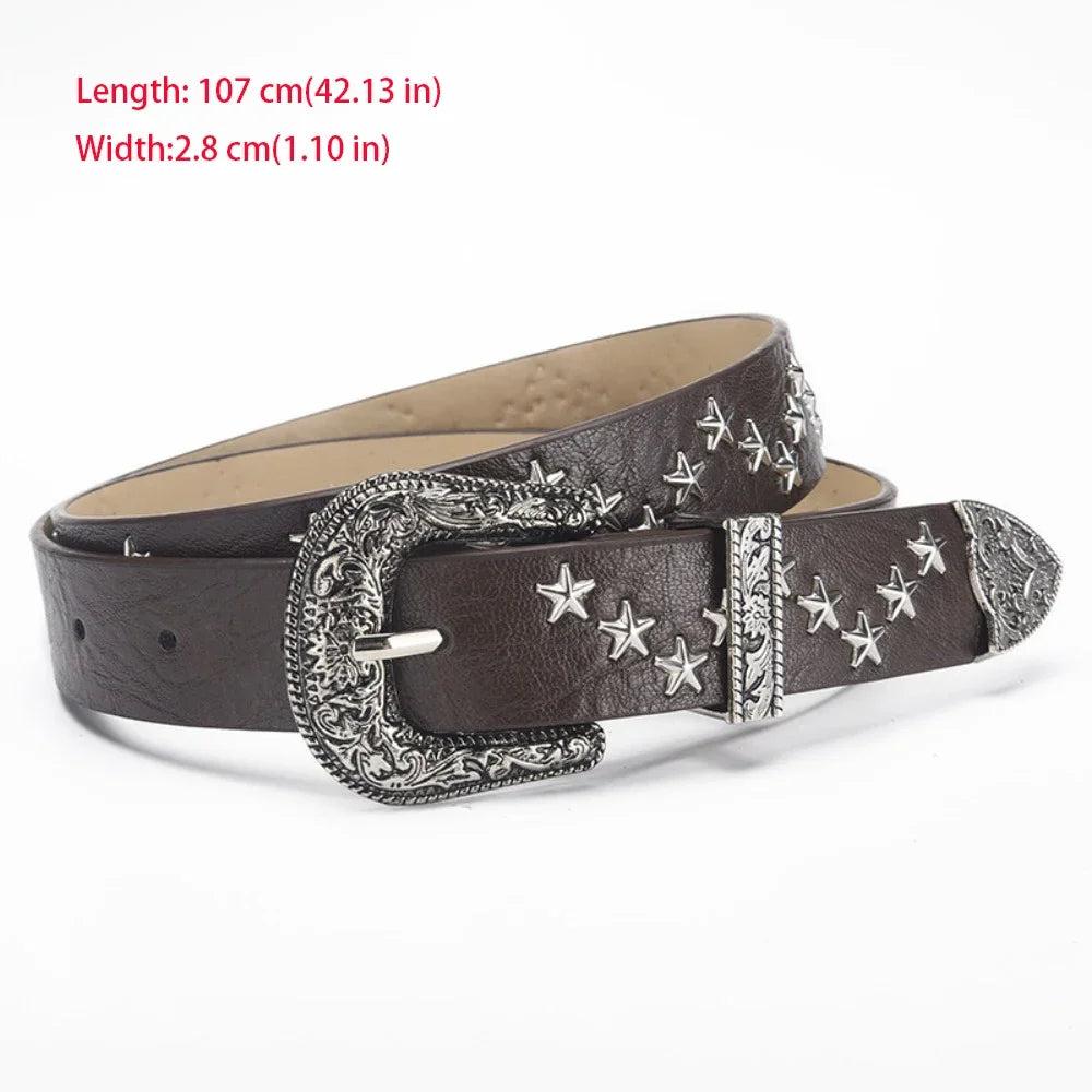 Fashion Casual Skull Belt Punk Versatile Gothic Leather Belt Adjustable Snap on Waist Belt Unisex