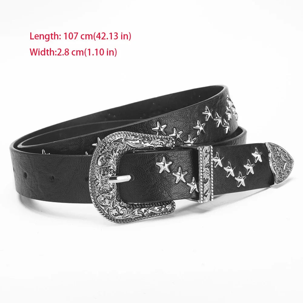 Fashion Casual Skull Belt Punk Versatile Gothic Leather Belt Adjustable Snap on Waist Belt Unisex