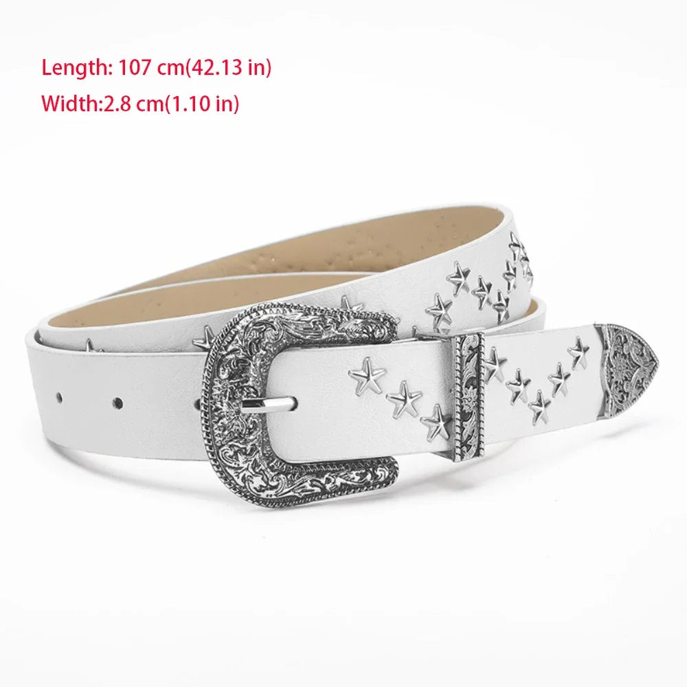 Fashion Casual Skull Belt Punk Versatile Gothic Leather Belt Adjustable Snap on Waist Belt Unisex