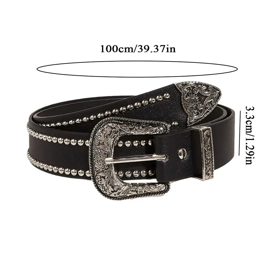 Fashion Casual Skull Belt Punk Versatile Gothic Leather Belt Adjustable Snap on Waist Belt Unisex