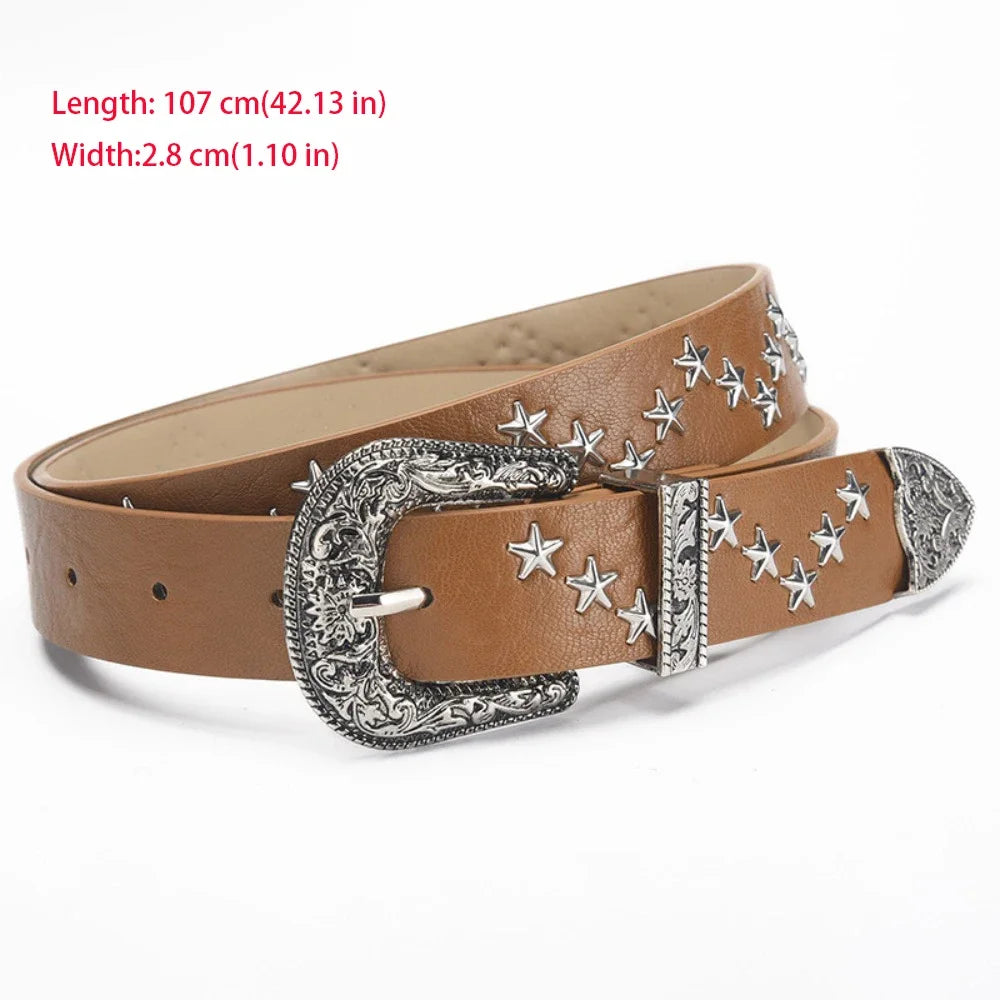 Fashion Casual Skull Belt Punk Versatile Gothic Leather Belt Adjustable Snap on Waist Belt Unisex