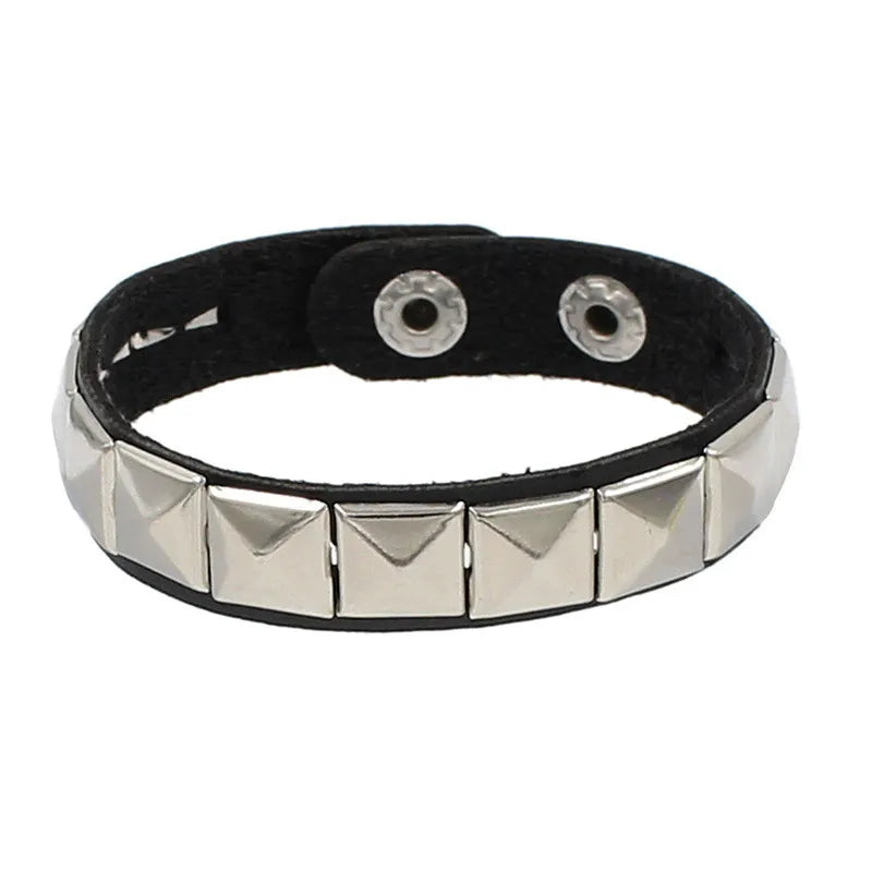 80s Leather Punk Bracelet for Men Women Wristband Goth Punk Rock Bracelet Cuff Bangle Unisex for Halloween Party Favors Accessor