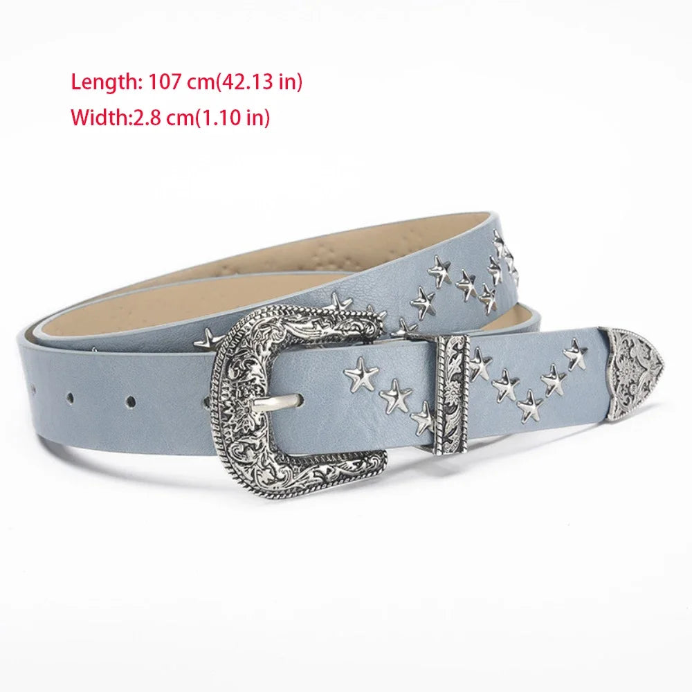 Fashion Casual Skull Belt Punk Versatile Gothic Leather Belt Adjustable Snap on Waist Belt Unisex