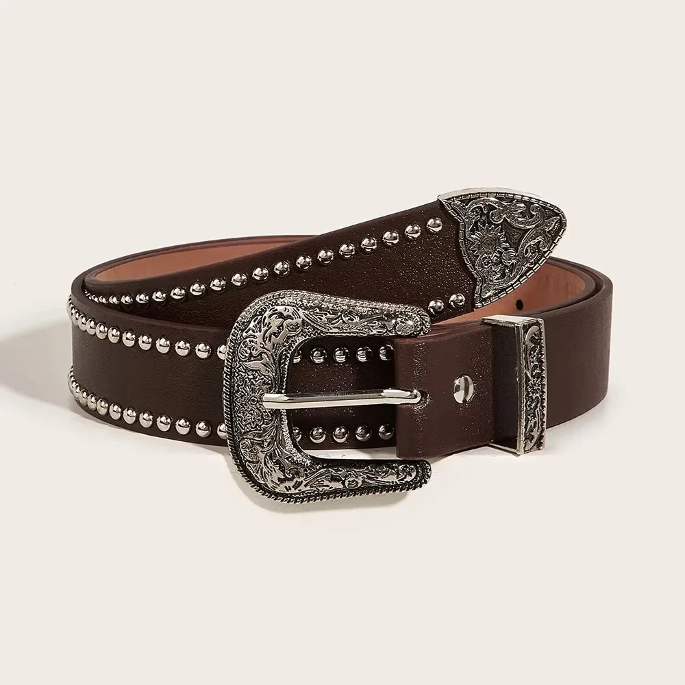 Fashion Casual Skull Belt Punk Versatile Gothic Leather Belt Adjustable Snap on Waist Belt Unisex