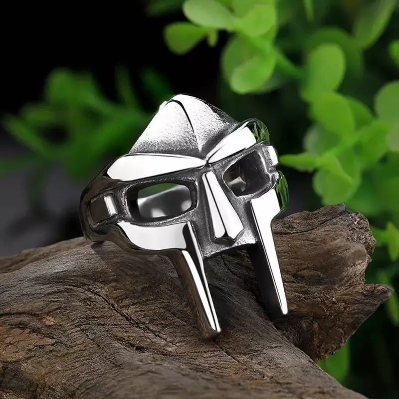Fashion Hip-hop Rap MF DOOM Mask Stainless Steel Ring Men's Gladiator Punk Jewelry Stainless Steel Men's Accessories Ring