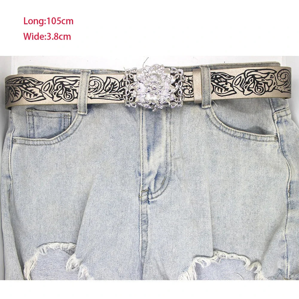 Fashion Casual Skull Belt Punk Versatile Gothic Leather Belt Adjustable Snap on Waist Belt Unisex