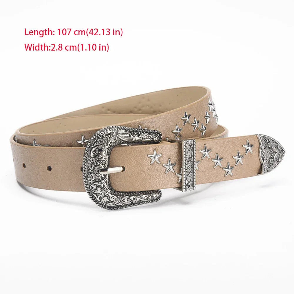 Fashion Casual Skull Belt Punk Versatile Gothic Leather Belt Adjustable Snap on Waist Belt Unisex