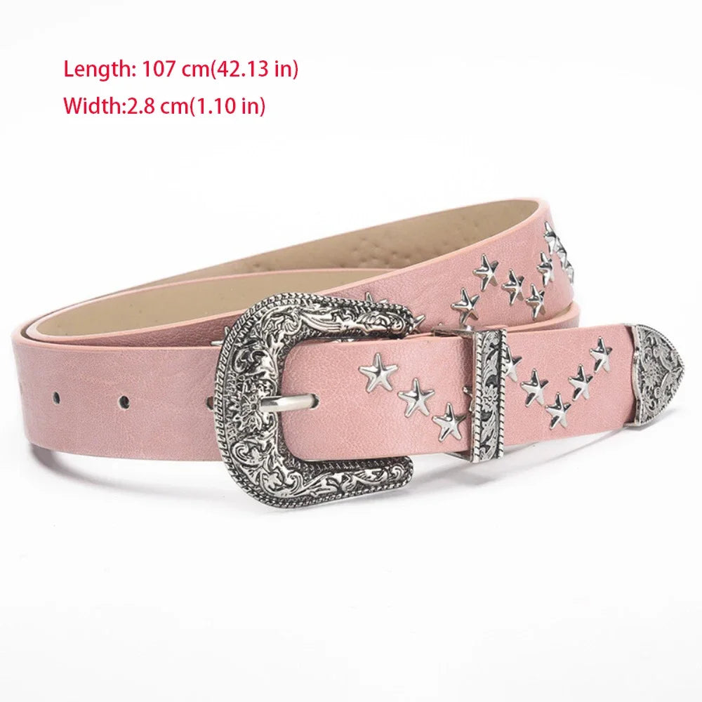 Fashion Casual Skull Belt Punk Versatile Gothic Leather Belt Adjustable Snap on Waist Belt Unisex
