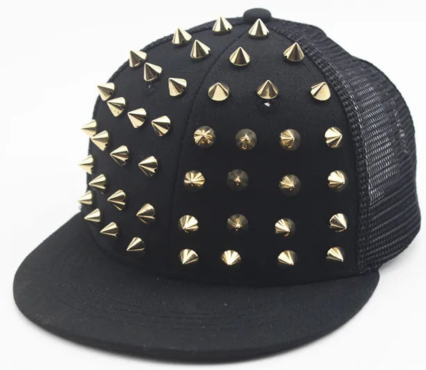 Men and Women's Rivet Flat Hat, Punk Rock, Hip Hop Stud Baseball Caps, Male, Female, Youth, Teenagers, Boys, Girls
