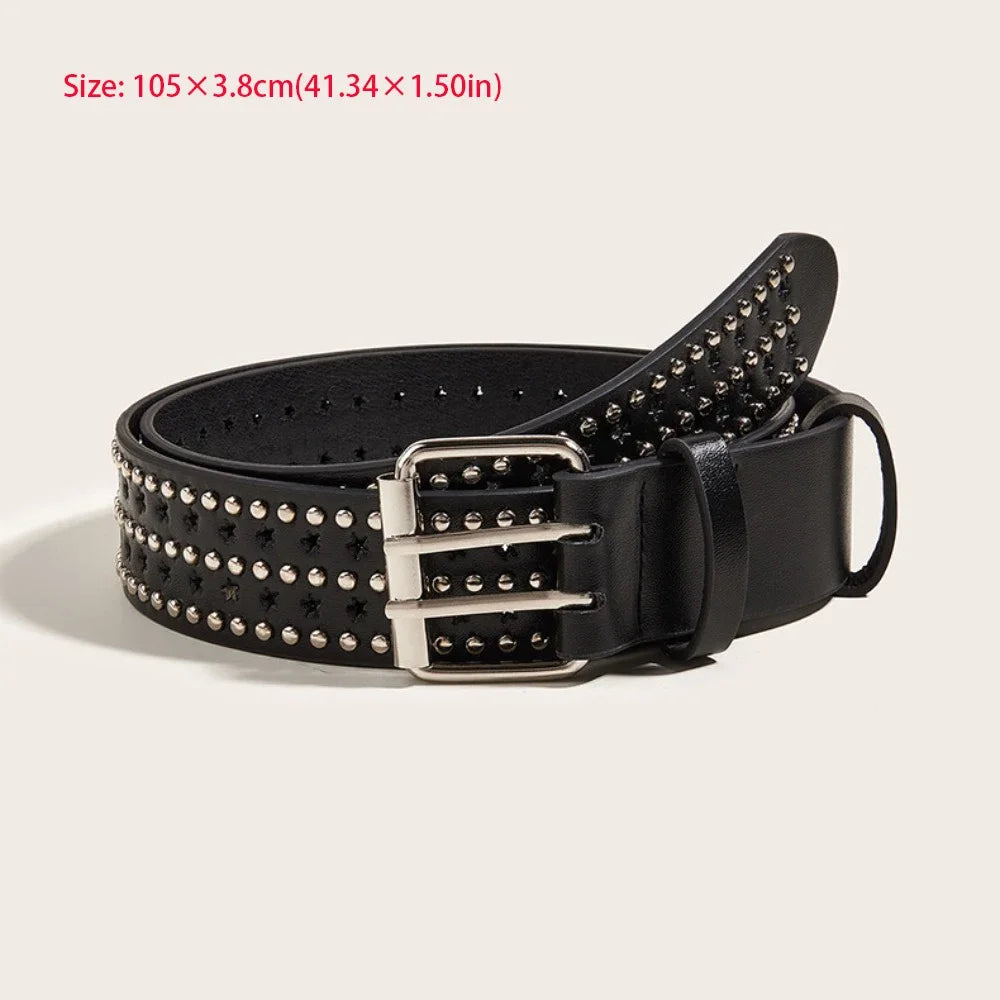 Fashion Casual Skull Belt Punk Versatile Gothic Leather Belt Adjustable Snap on Waist Belt Unisex