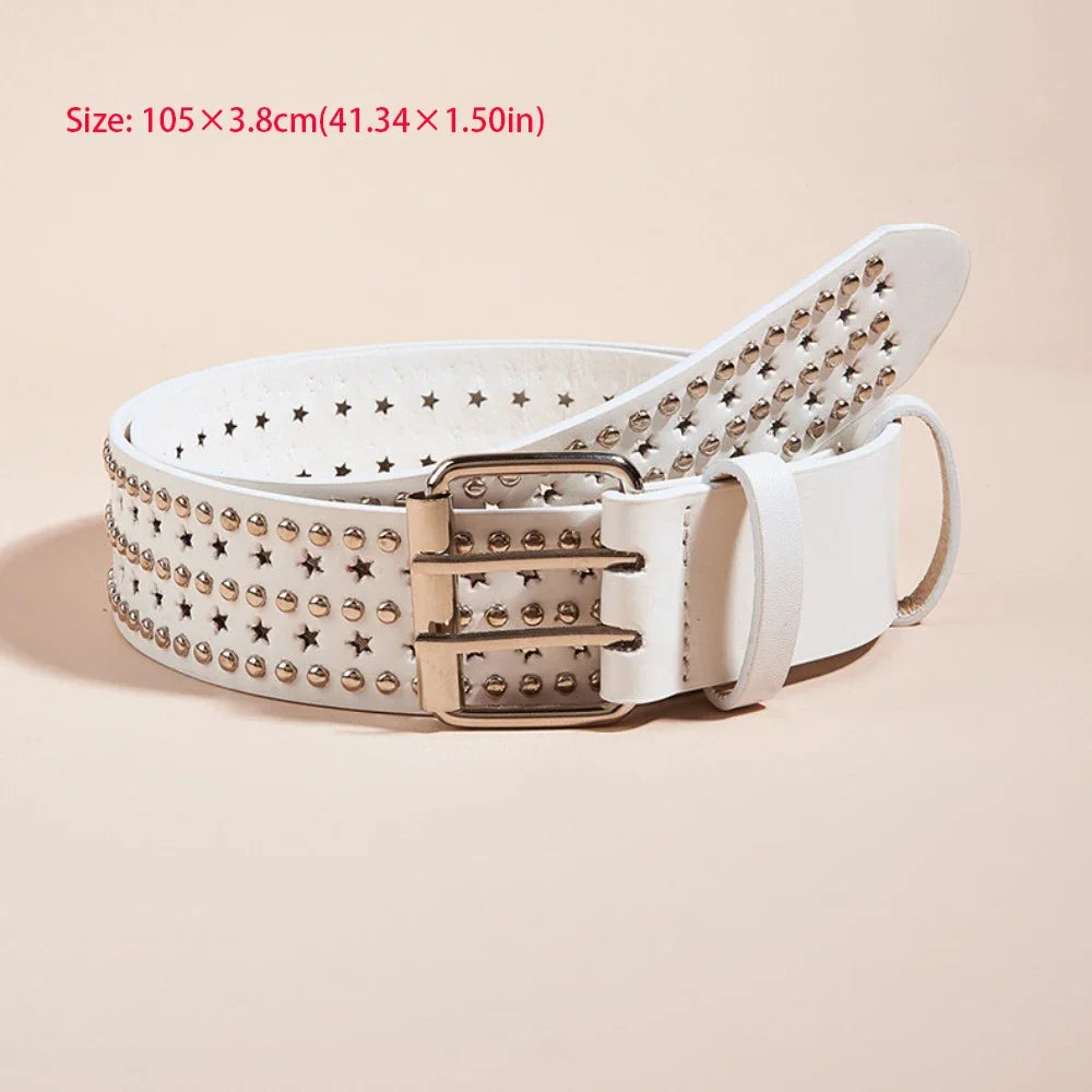 Fashion Casual Skull Belt Punk Versatile Gothic Leather Belt Adjustable Snap on Waist Belt Unisex