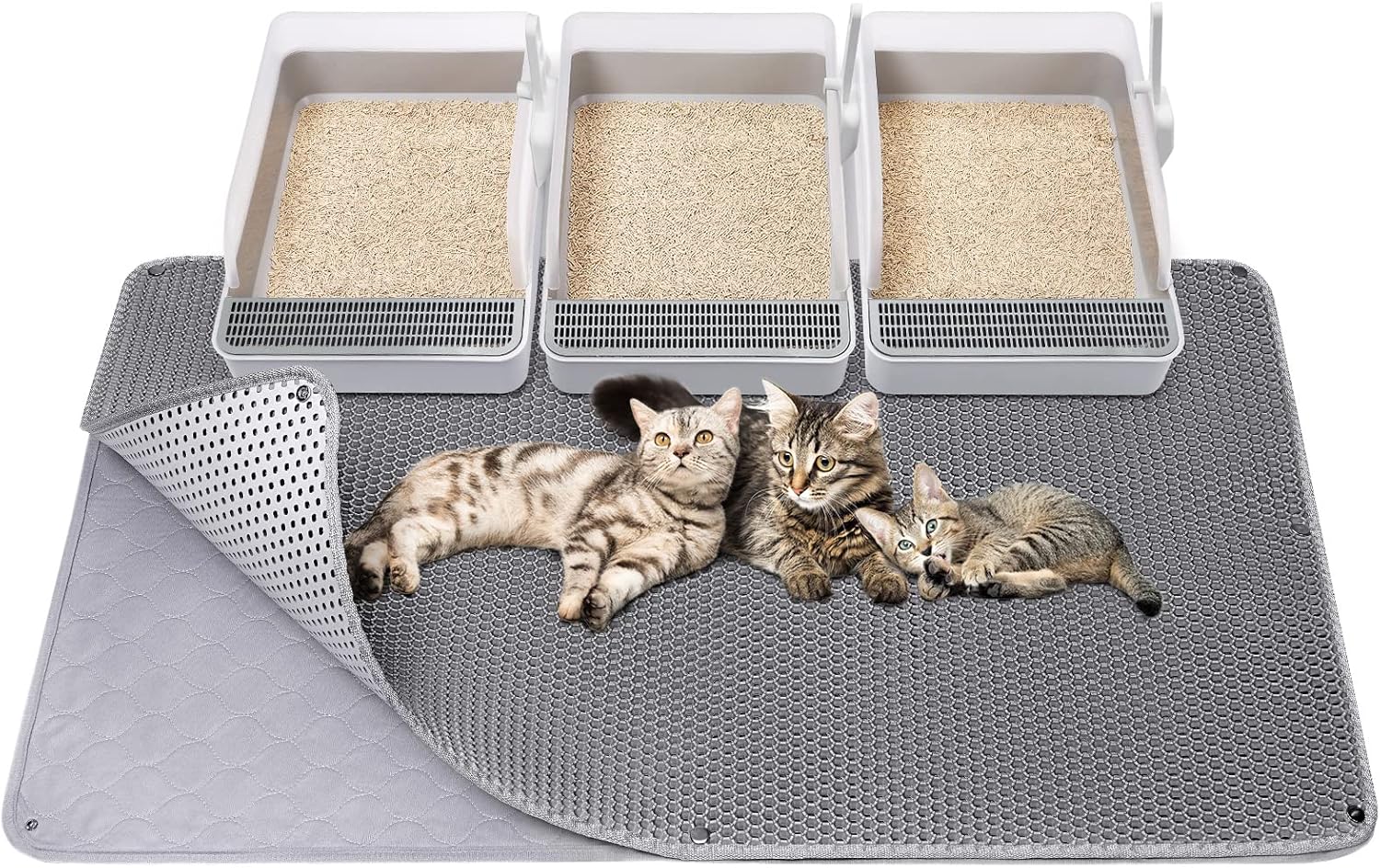 Cat Litter Mat - Extra Large XL 45"X 27" Cat Litter Trapping Mat, Machine Washable Double Layer Design, Urine & Waterproof for Kitty- Easy Clean for Floor