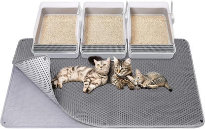 Cat Litter Mat - Extra Large XL 45"X 27" Cat Litter Trapping Mat, Machine Washable Double Layer Design, Urine & Waterproof for Kitty- Easy Clean for Floor