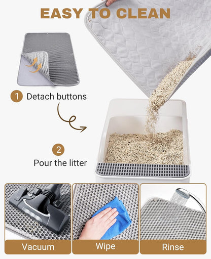 Cat Litter Mat - Extra Large XL 45"X 27" Cat Litter Trapping Mat, Machine Washable Double Layer Design, Urine & Waterproof for Kitty- Easy Clean for Floor