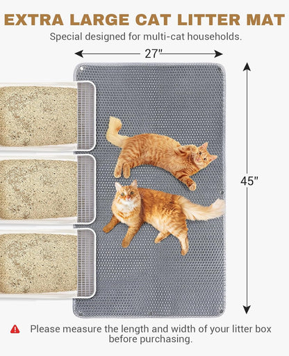 Cat Litter Mat - Extra Large XL 45"X 27" Cat Litter Trapping Mat, Machine Washable Double Layer Design, Urine & Waterproof for Kitty- Easy Clean for Floor