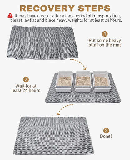 Cat Litter Mat - Extra Large XL 45"X 27" Cat Litter Trapping Mat, Machine Washable Double Layer Design, Urine & Waterproof for Kitty- Easy Clean for Floor