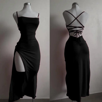 2024 explosive new dress summer high sensitivity halter strap Spice Girl bag hip dress