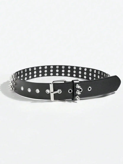 1pc Cool Punk Style Rivets Decorated Heavy Metal Dark Belt
