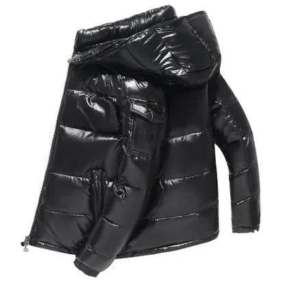New Glossy Down Jackets Short Winter Hooded