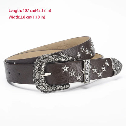 Fashion Casual Skull Belt Punk Versatile Gothic Leather Belt Adjustable Snap on Waist Belt Unisex