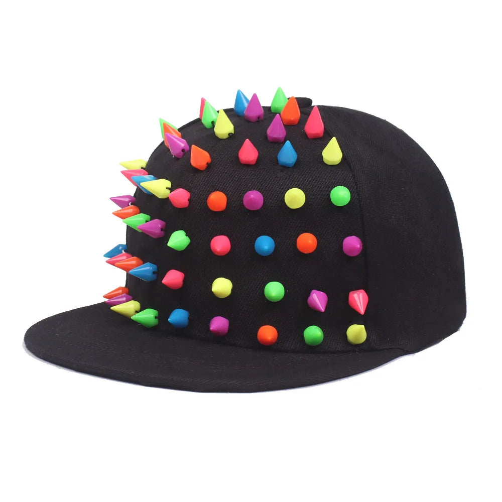 Men and Women's Rivet Flat Hat, Punk Rock, Hip Hop Stud Baseball Caps, Male, Female, Youth, Teenagers, Boys, Girls