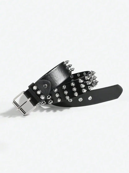 1pc Cool Punk Style Rivets Decorated Heavy Metal Dark Belt