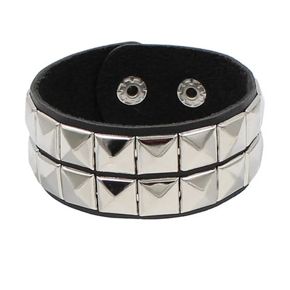 80s Leather Punk Bracelet for Men Women Wristband Goth Punk Rock Bracelet Cuff Bangle Unisex for Halloween Party Favors Accessor