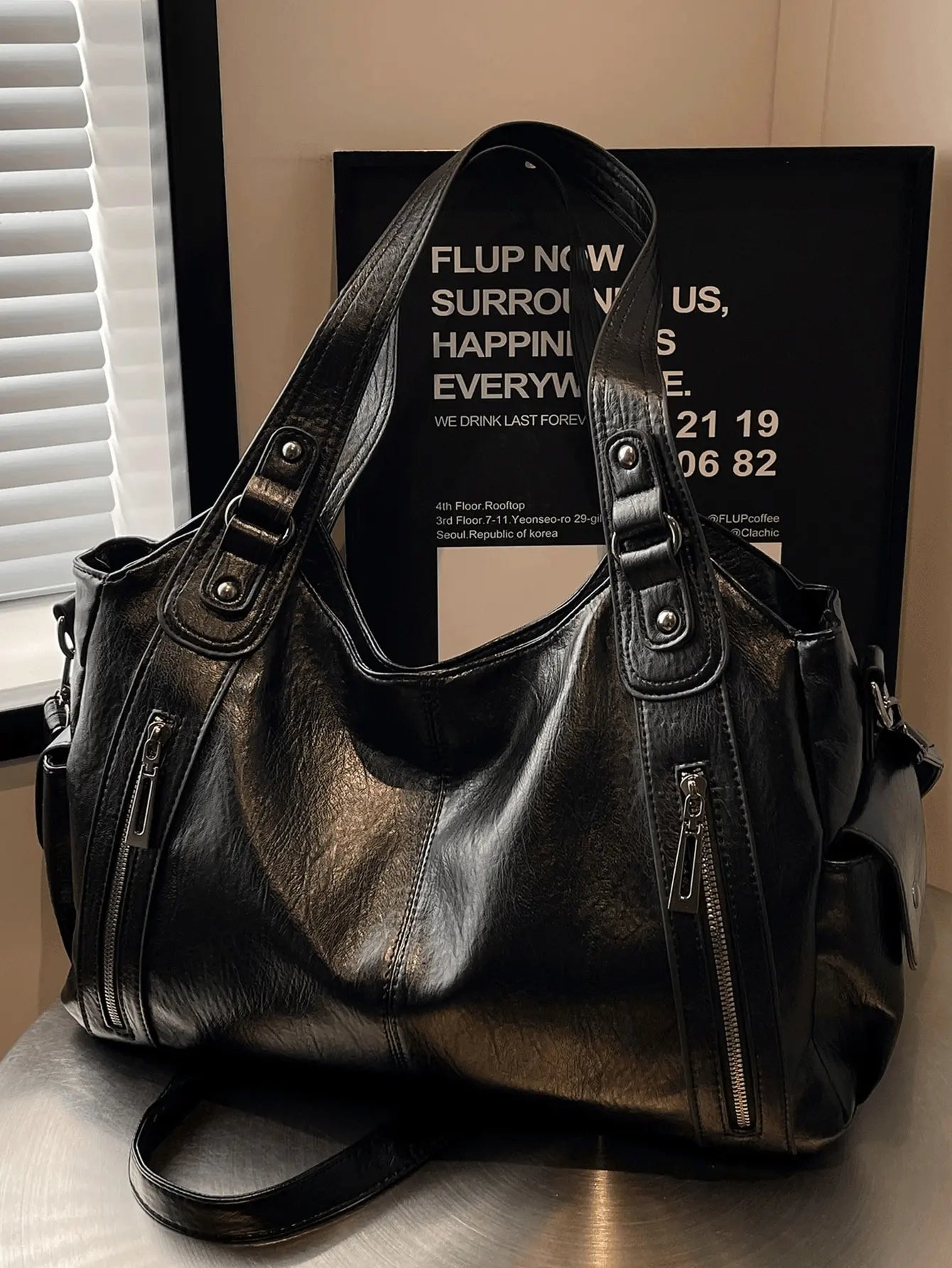 [Y2K Hot Bag] New Pu Leather Splicing Armpit Bag, Multi-Flap Pocket Pants Metal Buckle Crossbody Bag, Commuter Bag,