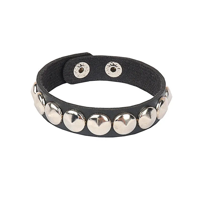 80s Leather Punk Bracelet for Men Women Wristband Goth Punk Rock Bracelet Cuff Bangle Unisex for Halloween Party Favors Accessor