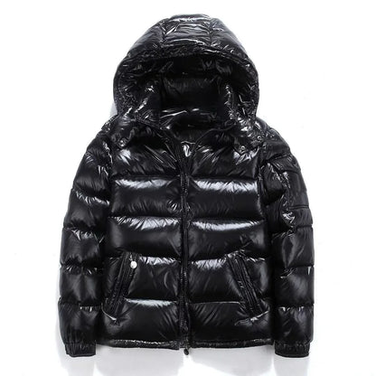New Glossy Down Jackets Short Winter Hooded