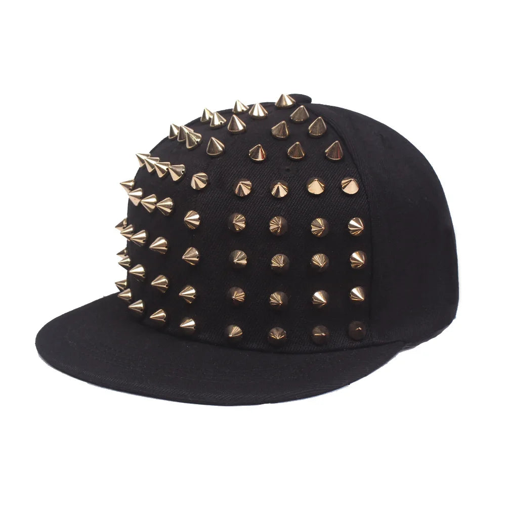 Men and Women's Rivet Flat Hat, Punk Rock, Hip Hop Stud Baseball Caps, Male, Female, Youth, Teenagers, Boys, Girls
