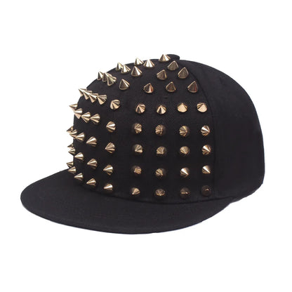 Men and Women's Rivet Flat Hat, Punk Rock, Hip Hop Stud Baseball Caps, Male, Female, Youth, Teenagers, Boys, Girls