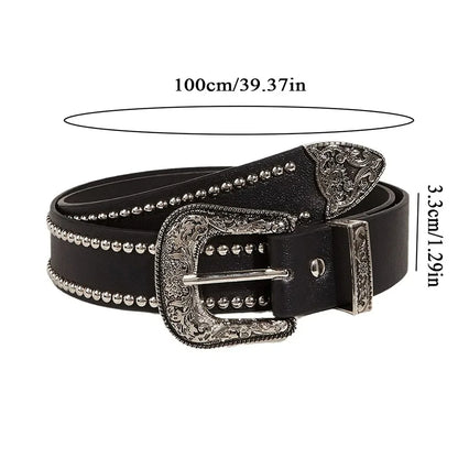 Fashion Casual Skull Belt Punk Versatile Gothic Leather Belt Adjustable Snap on Waist Belt Unisex