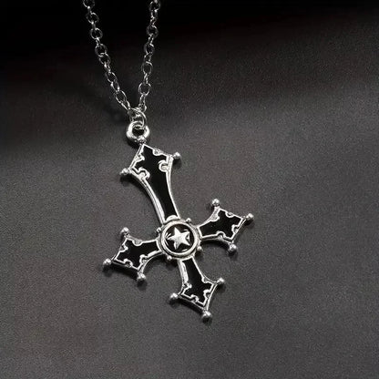 Red Crimson Bloody Inverted Upside Down Cross Pendant Necklace Vintage Gothic Satanic Pagan Wiccan Occult Jewelry Best Gift