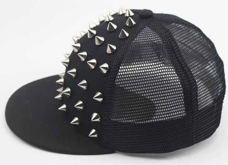Men and Women's Rivet Flat Hat, Punk Rock, Hip Hop Stud Baseball Caps, Male, Female, Youth, Teenagers, Boys, Girls