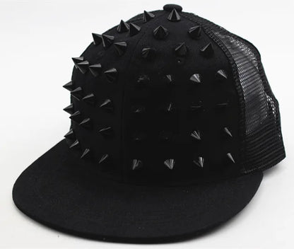 Men and Women's Rivet Flat Hat, Punk Rock, Hip Hop Stud Baseball Caps, Male, Female, Youth, Teenagers, Boys, Girls