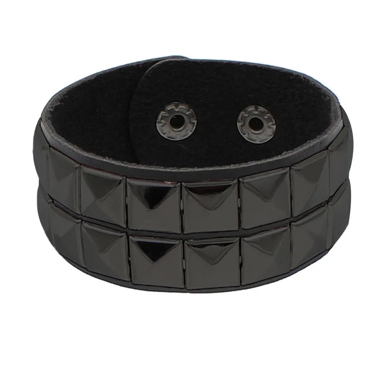 80s Leather Punk Bracelet for Men Women Wristband Goth Punk Rock Bracelet Cuff Bangle Unisex for Halloween Party Favors Accessor