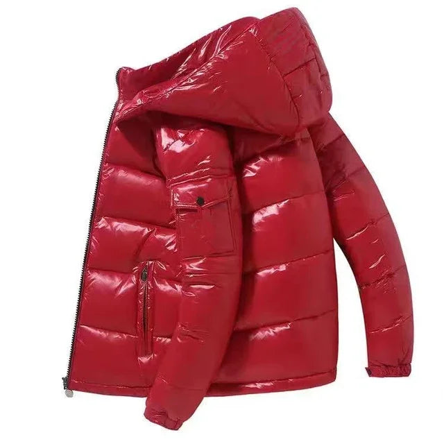New Glossy Down Jackets Short Winter Hooded