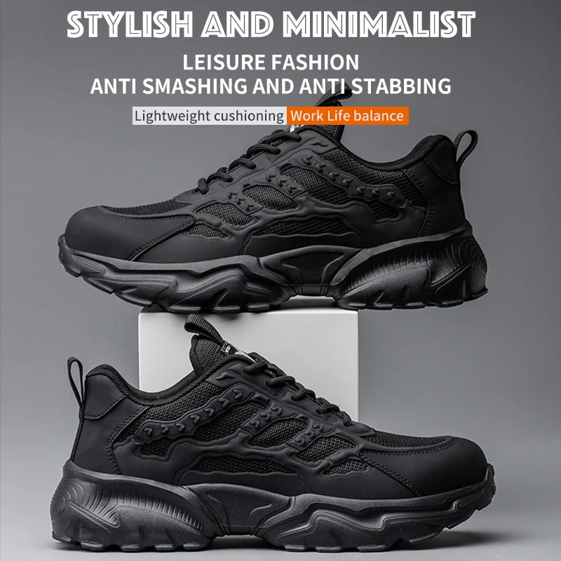 Work Safety Shoes for Men Lightweight Protective Work Sneakers Lightweight Men Shoes Breathable Shoes Anti-Puncture Work Shoe