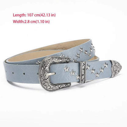 Fashion Casual Skull Belt Punk Versatile Gothic Leather Belt Adjustable Snap on Waist Belt Unisex
