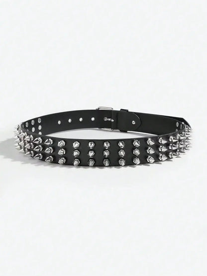 1pc Cool Punk Style Rivets Decorated Heavy Metal Dark Belt
