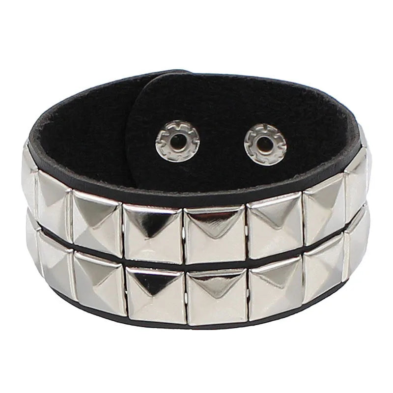 80s Leather Punk Bracelet for Men Women Wristband Goth Punk Rock Bracelet Cuff Bangle Unisex for Halloween Party Favors Accessor