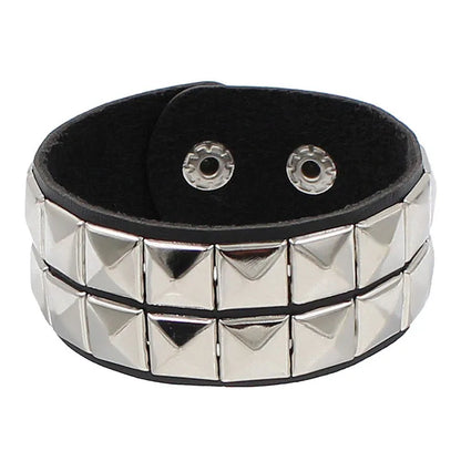 80s Leather Punk Bracelet for Men Women Wristband Goth Punk Rock Bracelet Cuff Bangle Unisex for Halloween Party Favors Accessor