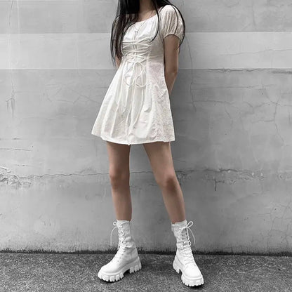 New Mid Calf Boots Autumn Winter Fashion Lace-up Ladies Chelsea Zipper