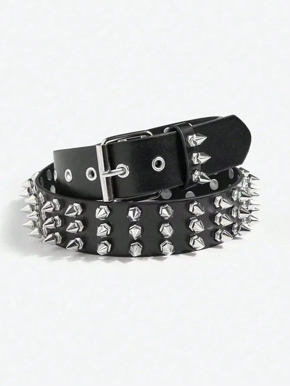 1pc Cool Punk Style Rivets Decorated Heavy Metal Dark Belt