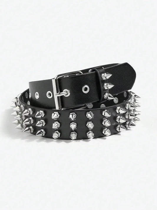 1pc Cool Punk Style Rivets Decorated Heavy Metal Dark Belt