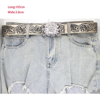 Fashion Casual Skull Belt Punk Versatile Gothic Leather Belt Adjustable Snap on Waist Belt Unisex