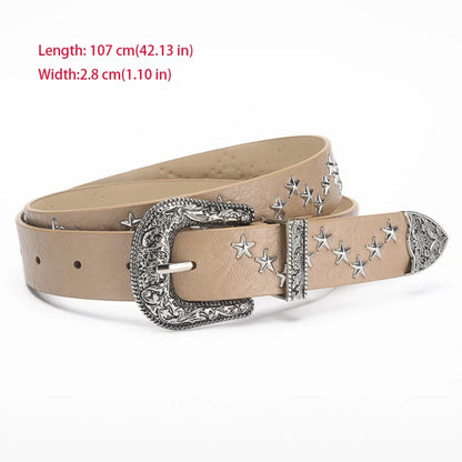 Fashion Casual Skull Belt Punk Versatile Gothic Leather Belt Adjustable Snap on Waist Belt Unisex