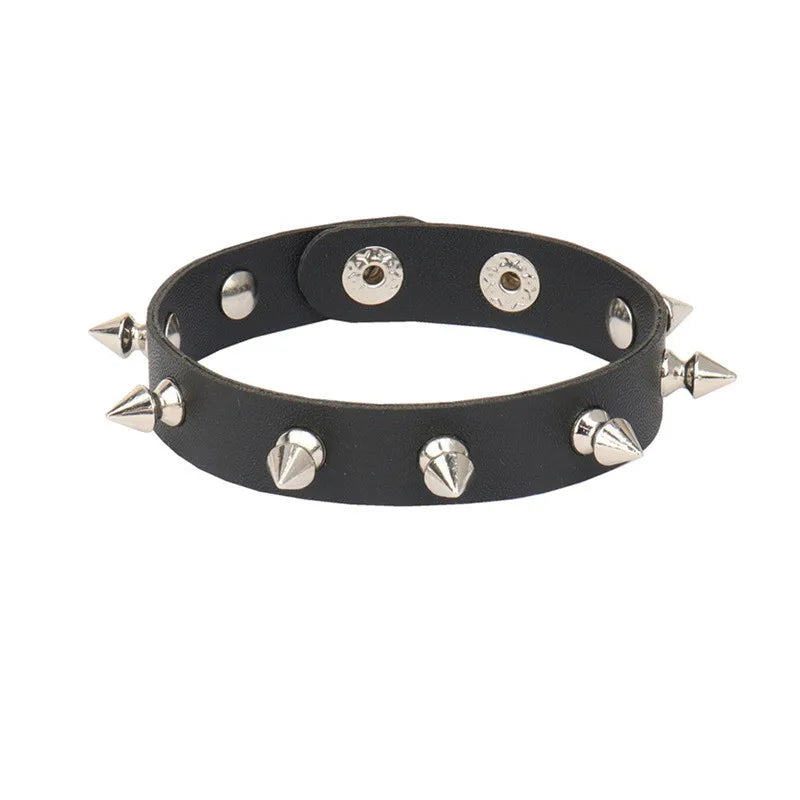 80s Leather Punk Bracelet for Men Women Wristband Goth Punk Rock Bracelet Cuff Bangle Unisex for Halloween Party Favors Accessor